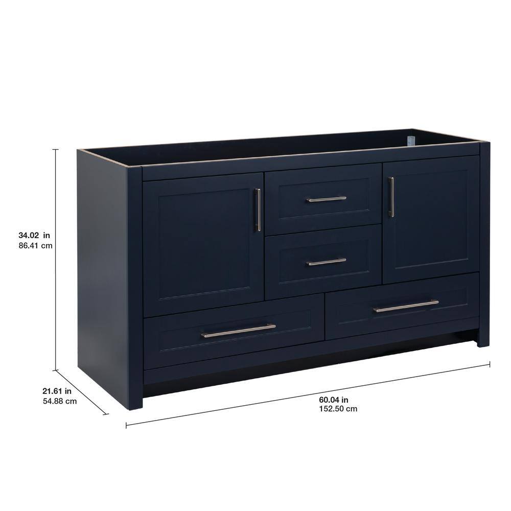 Home Decorators Collection Craye 60 in. W x 21.6 in. D x 34 in. H Bath Vanity Cabinet without Top in Deep Blue CY60-DB