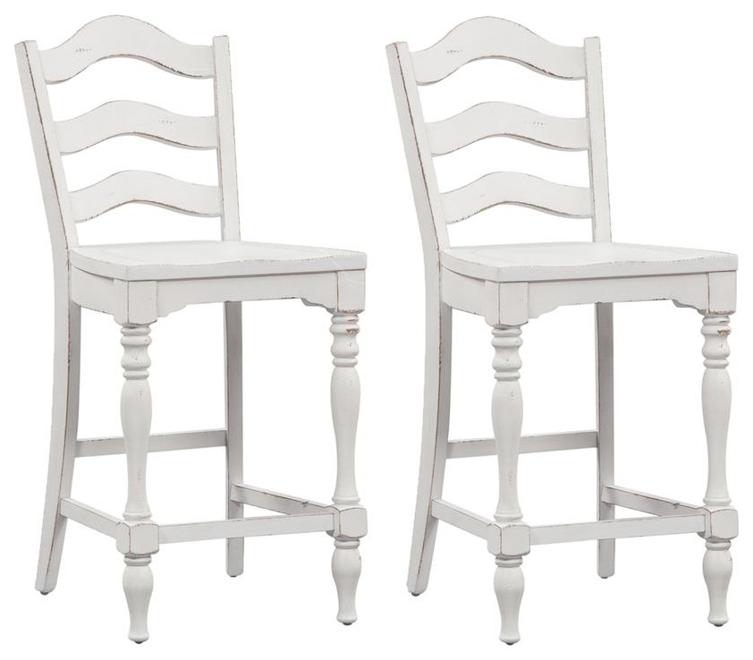 Ladder Back Counter Chair (RTA) Set of 2 European Traditional White   Traditional   Dining Chairs   by BisonOffice  Houzz