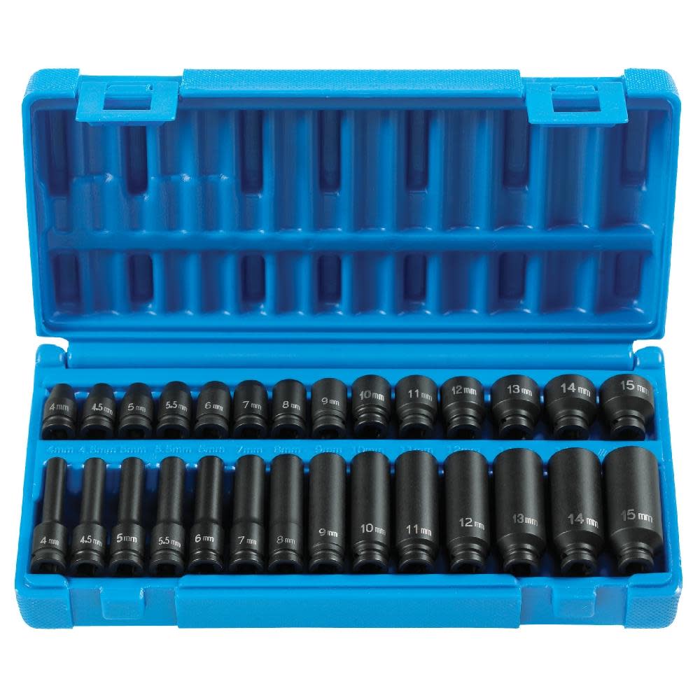 1/4 Drive Standard and Deep Length Surface Drive Impact Set ;