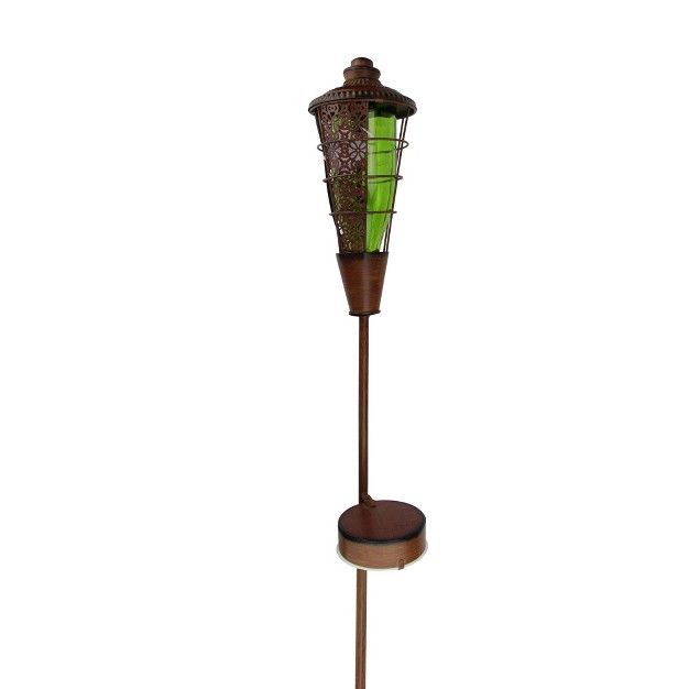 Prelit Water Vapor Led Flame Outdoor Patio Torch Green brown