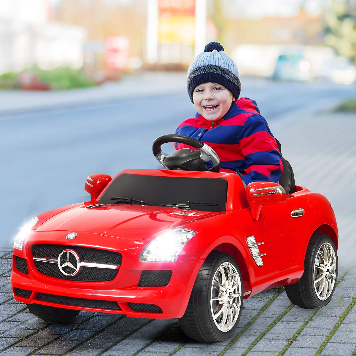 Costzon Ride On Car, Licensed Mercedes Benz SLS Battery Powered Electric Vehicle w/ Parental Remote Control