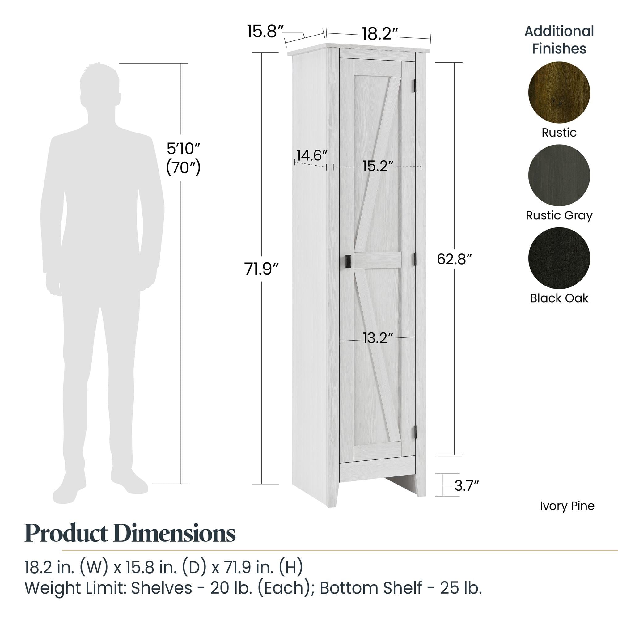 Systembuild Evolution Farmington 18" Wide Storage Cabinet, Smokehouse