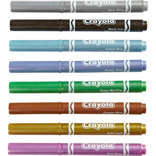 Crayola Metallic Markers， Medium Bullet Tip， Assorted Colors， 8/Set (588628)