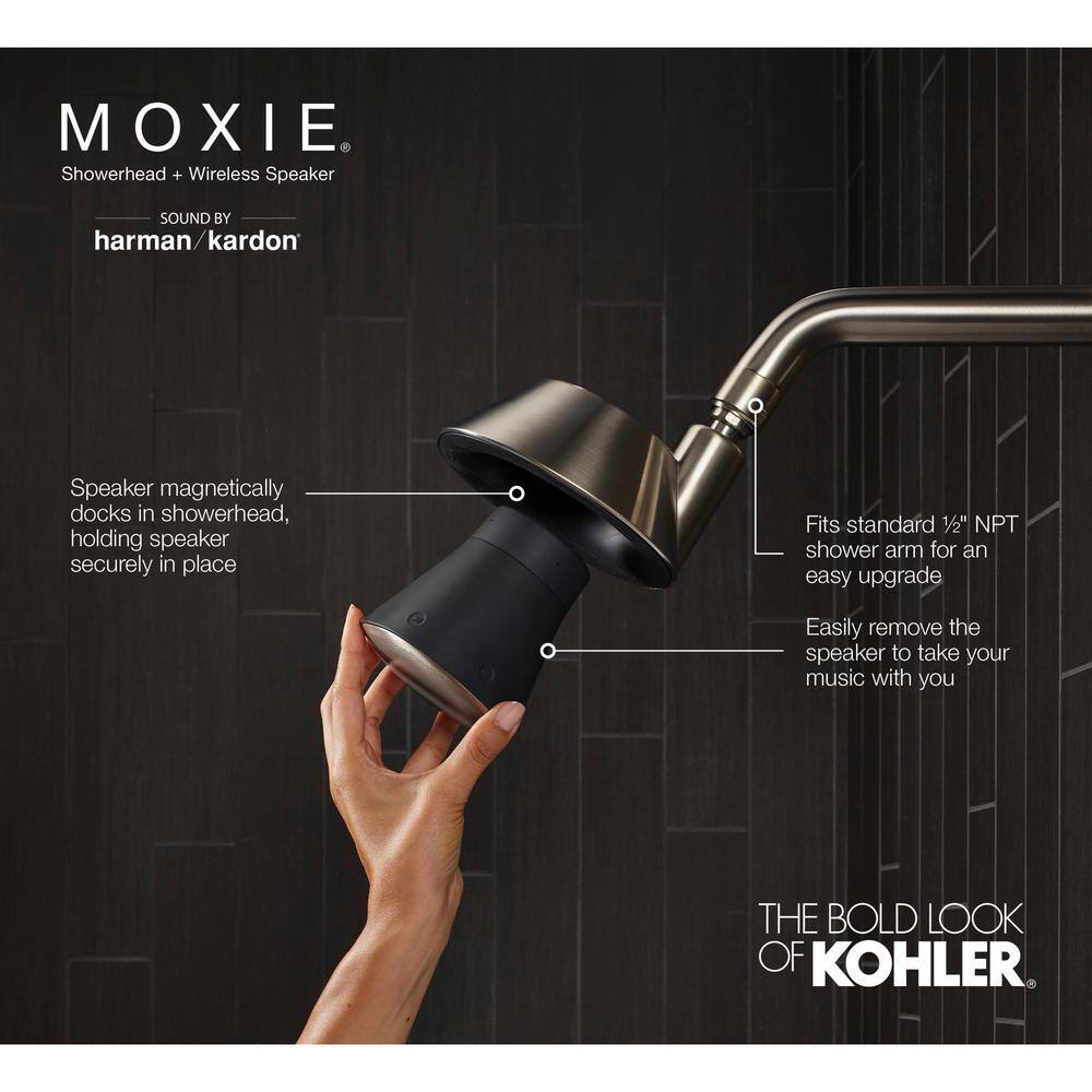 KOHLER Moxie 2.5 gpm Shower Head with Waterproof Speaker Featuring Bluetooth Wireless Technology and sound by Harman Kardon K-28238-NKE-CP