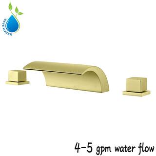 UKISHIRO 2-Handle Tub Deck-Mount Roman Tub Faucet in Brushed Gold SMD00JI220112003