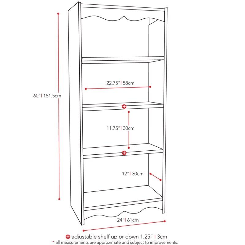 Harlow Tall White 60 inch Bookcase