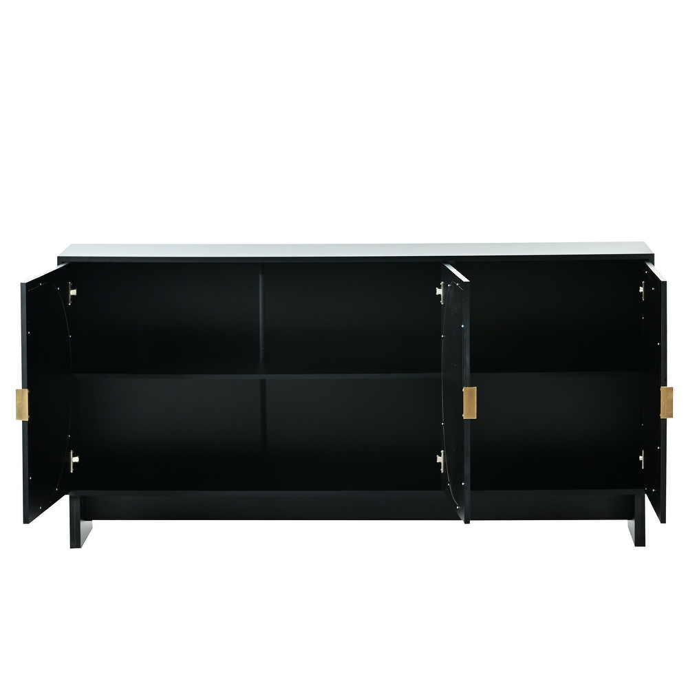 Storage Buffet Cabinet with Rattan Door