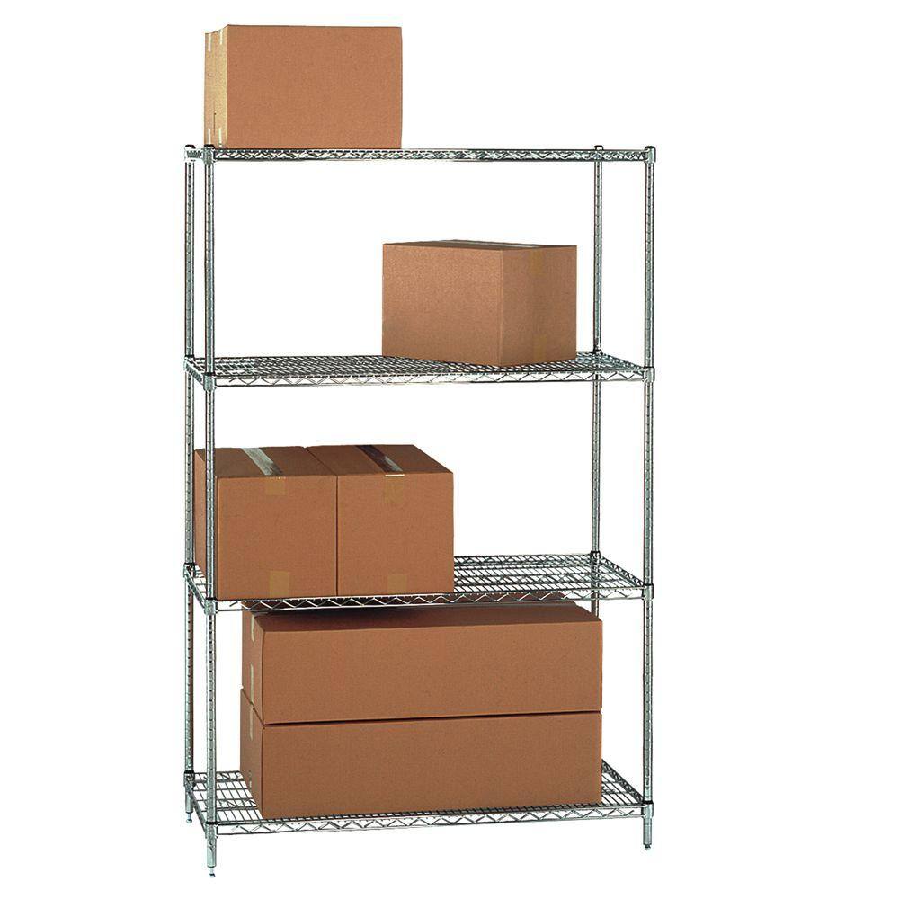 Storage Concepts Chrome 4-Tier Steel Wire Shelving Unit (72 in. W x 63 in. H x 24 in. D) WCS4-2472-63