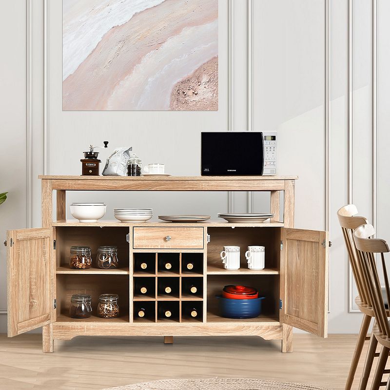 Server Buffet Sideboard With Wine Rack and Open Shelf