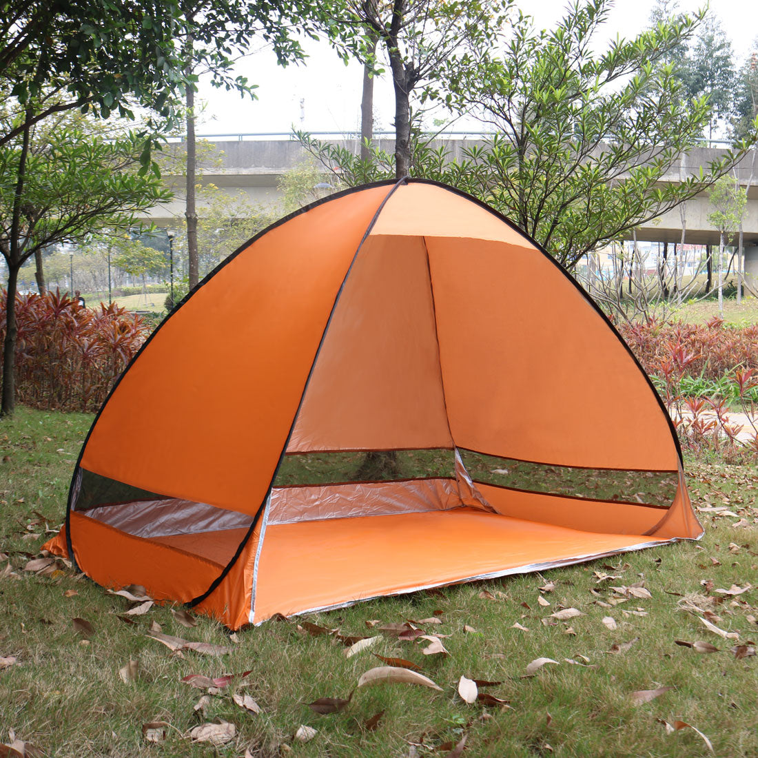 Unique BargainsPop Up Camping Automatic Tent Folding Sun Shelter Anti UV Portable Beach Orange