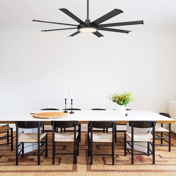 60-in Industrial 8-Blades Matte Black Reversible Ceiling Fan with Light and Remote Control - 60 Inches Shopping - The Best Deals on Ceiling Fans | 37897679