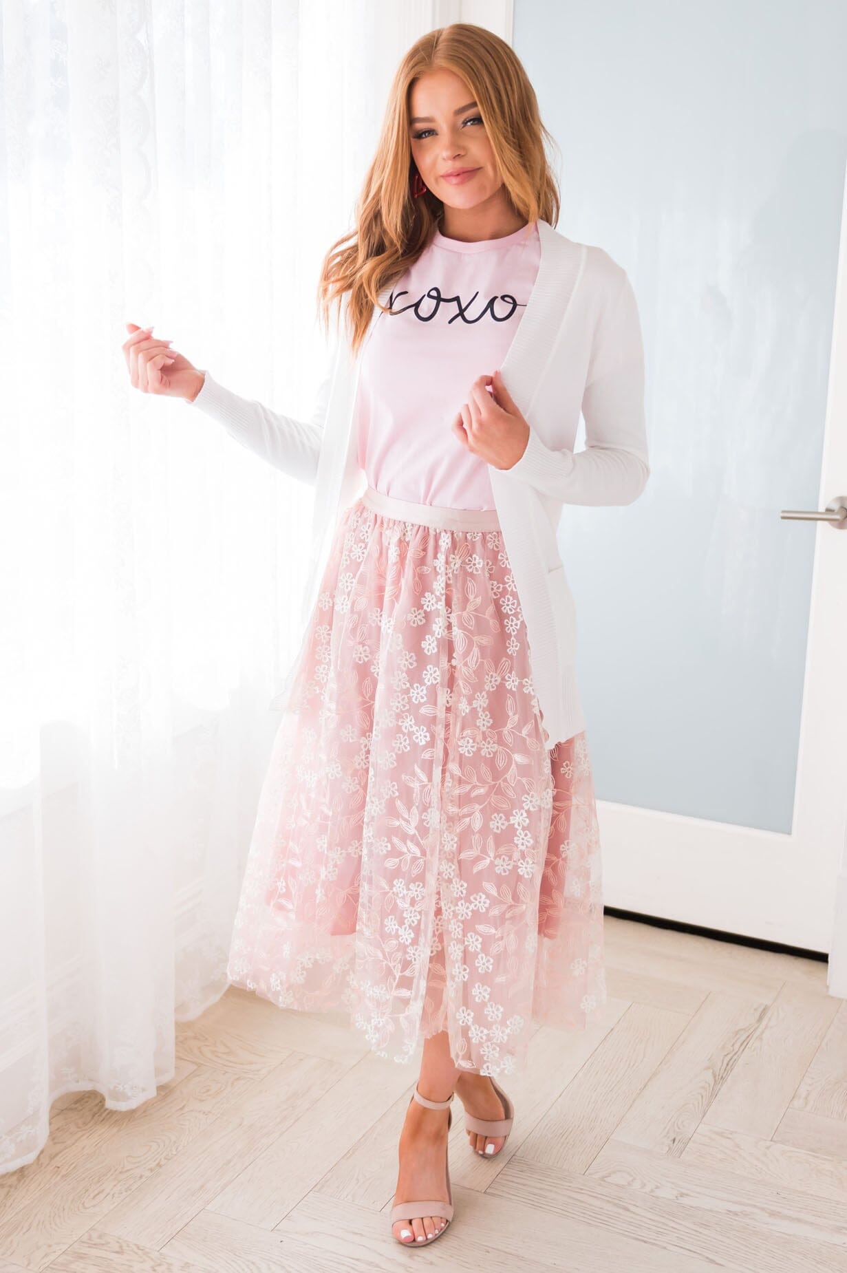 Classic Beauty Modest Embroidered Tulle Skirt