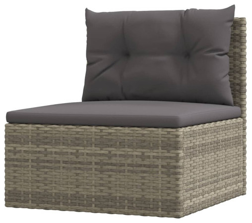 vidaXL Patio Furniture Set 11 Piece Lounge Set with Cushions Gray Poly Rattan   Tropical   Outdoor Sofas   by vidaXL LLC  Houzz