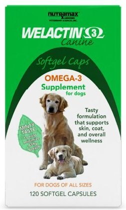 Nutramax Welactin Omega-3 Fish Oil Liquid Softgels Skin and Coat Supplement for Dogs