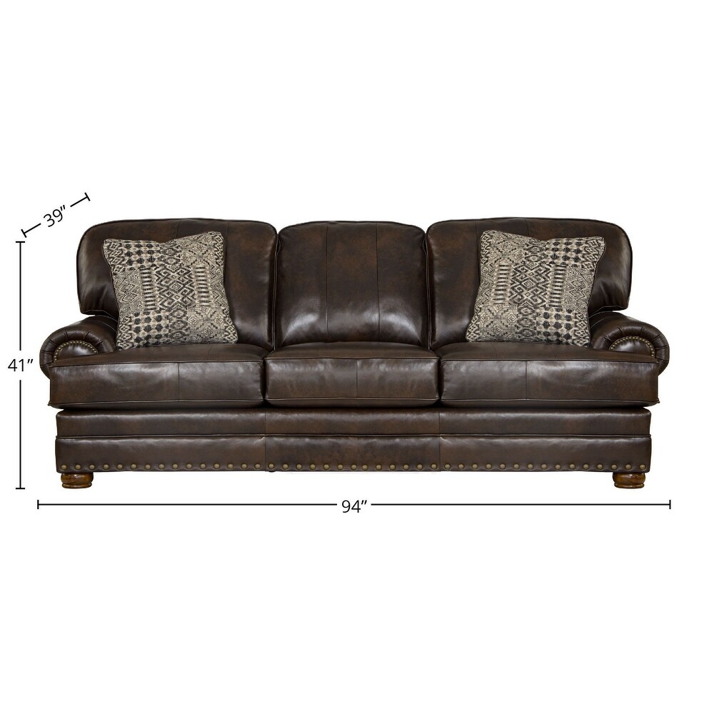 Skelt 2 Piece Set with Italian Leather Sofa and Loveseat  Chocolate