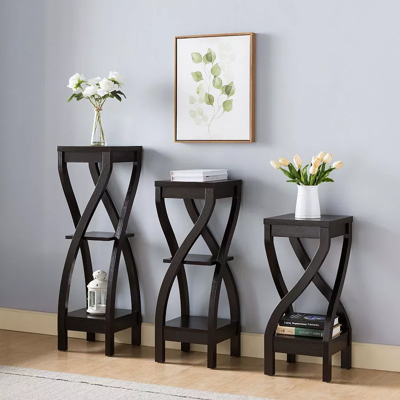 FC Design Curved Leg Plant Stand with Bottom Shelf