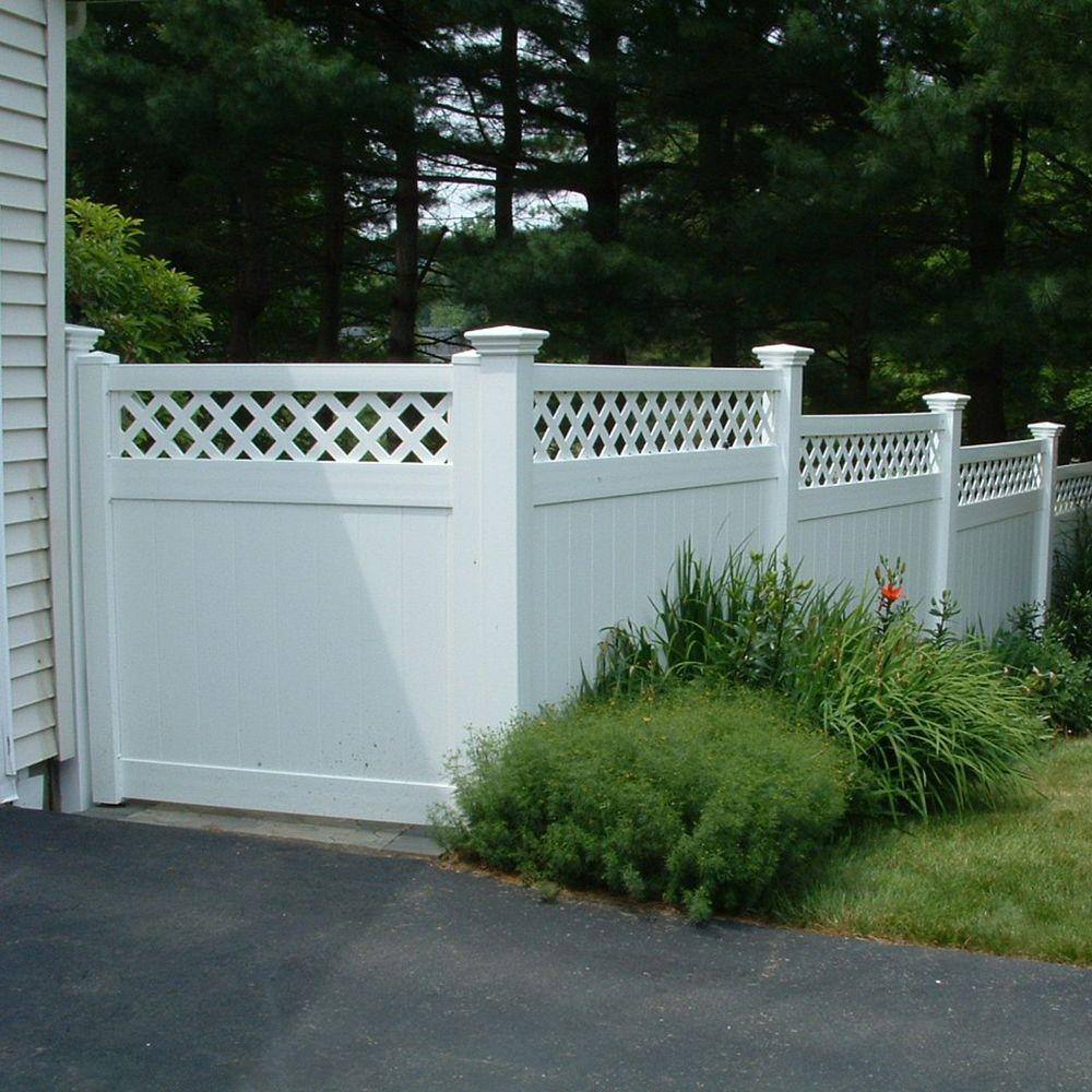 Weatherables Ashton 6 ft. H x 8 ft. W White Vinyl Privacy Fence Panel Kit PWPR-LAT-6X8