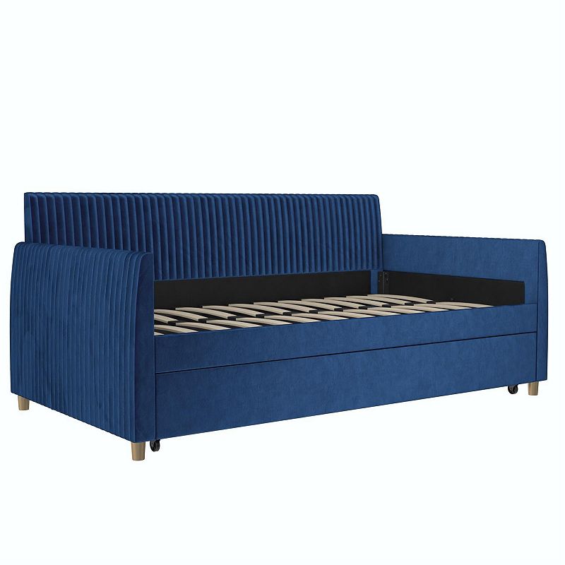 HomePop Mr. Kate Daphne Upholstered Twin Daybed and Roll Out Trundle 2-piece Set