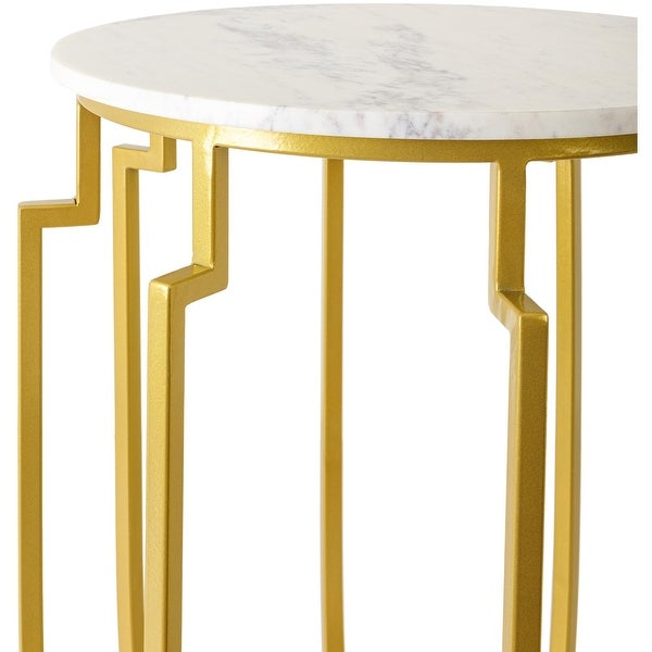 Lotte Marble and Natural Metal Modern Hand Crafted End Table - 19