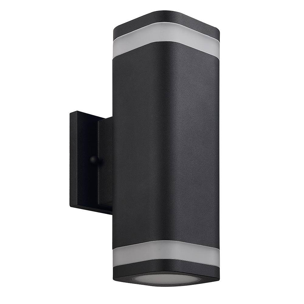 SMRTLite by NBG HOME 11 in. Black Integrated LED Outdoor Wall Sconce with Frosted Acrylic DS18920