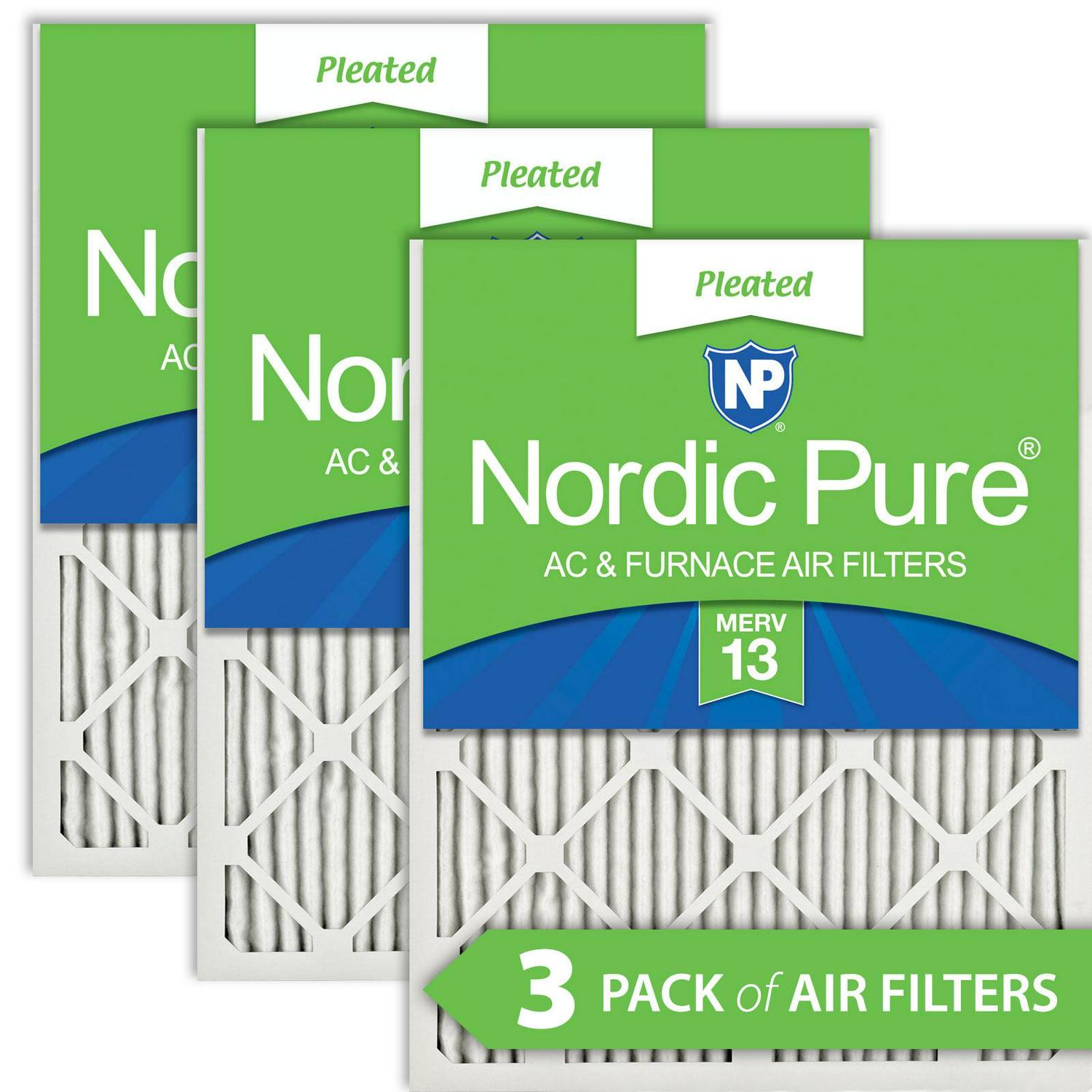 16x25x1 (15_1/2x24_1/2) Pleated MERV 13 Air Filters 3 Pack