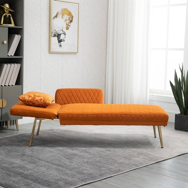 Modern Lounge Chaise Leisure Sofa Accent Chair Upholstered Couch Loveseat Sofa， Tufted Seat with Accent Pillow and Metal Legs