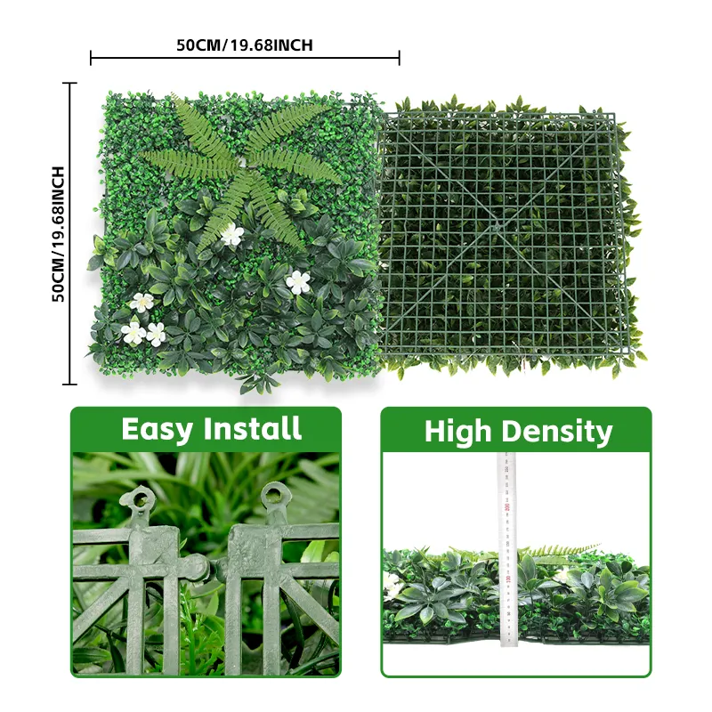 P165 Wedding Decoration Supplies Synthetic Grass with White Flower Panels Backdrop Artificial Green Wall