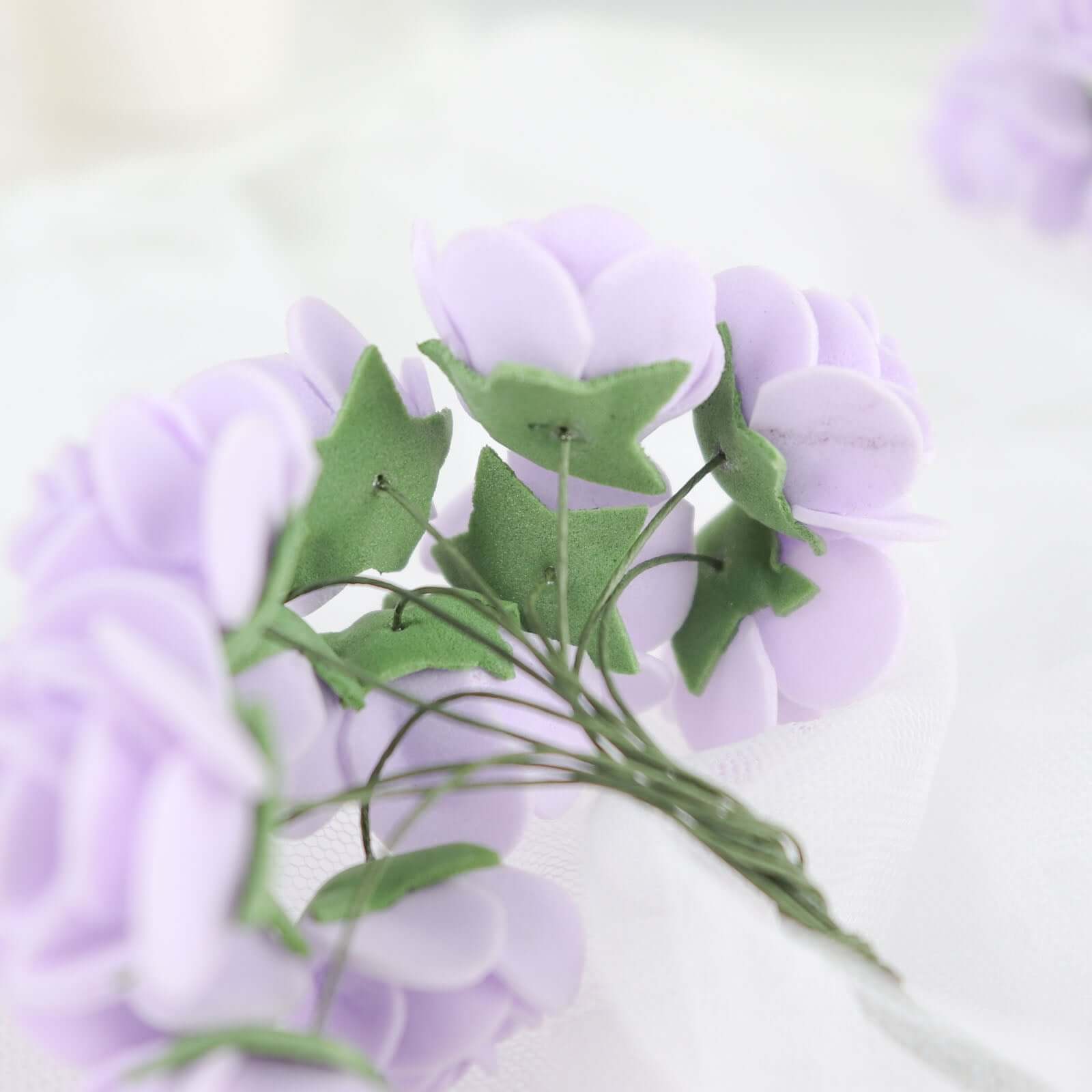 48 Roses Lavender Lilac Real Touch Artificial DIY Foam Rose Flowers With Stem, Craft Rose Buds 1