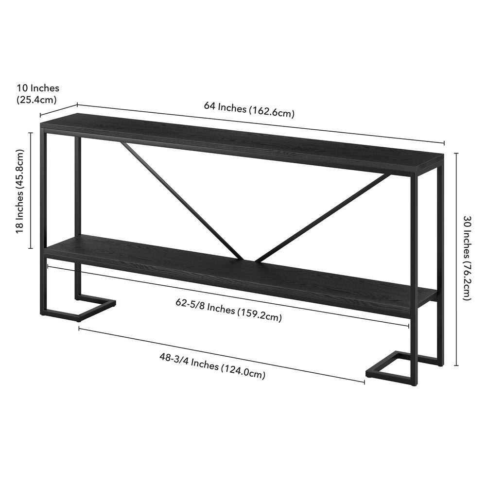 MeyerCross Phoebe 64 in.Blackened Bronze and Black Grain Console Table with MDF Top AT1486