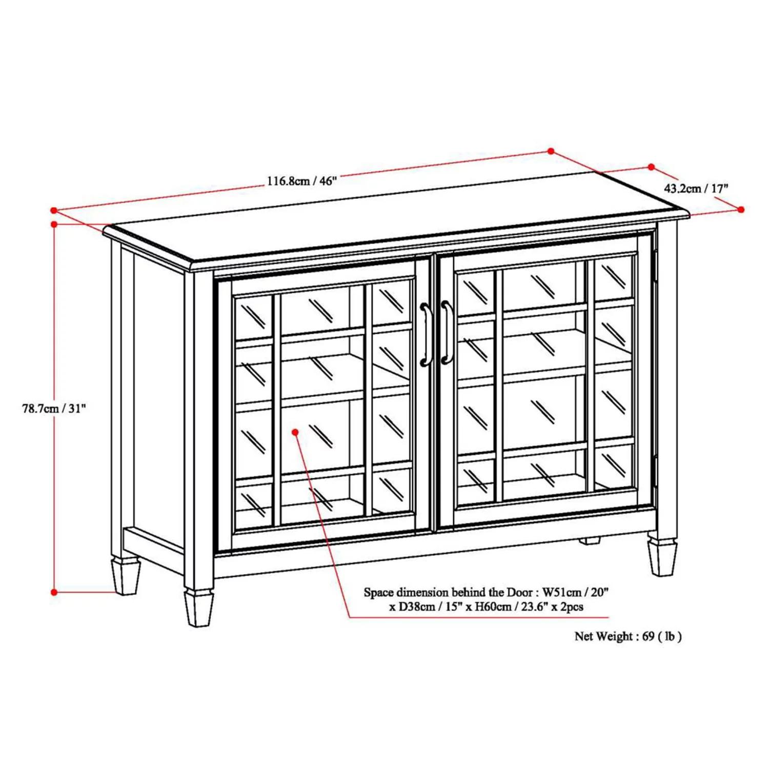 Simpli Home Connaught Low Storage Cabinet