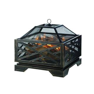 Pleasant Hearth Martin 26 in. x 26 in. Square Deep Bowl Steel Wood Fire Pit in Rubbed Bronze OFW165S