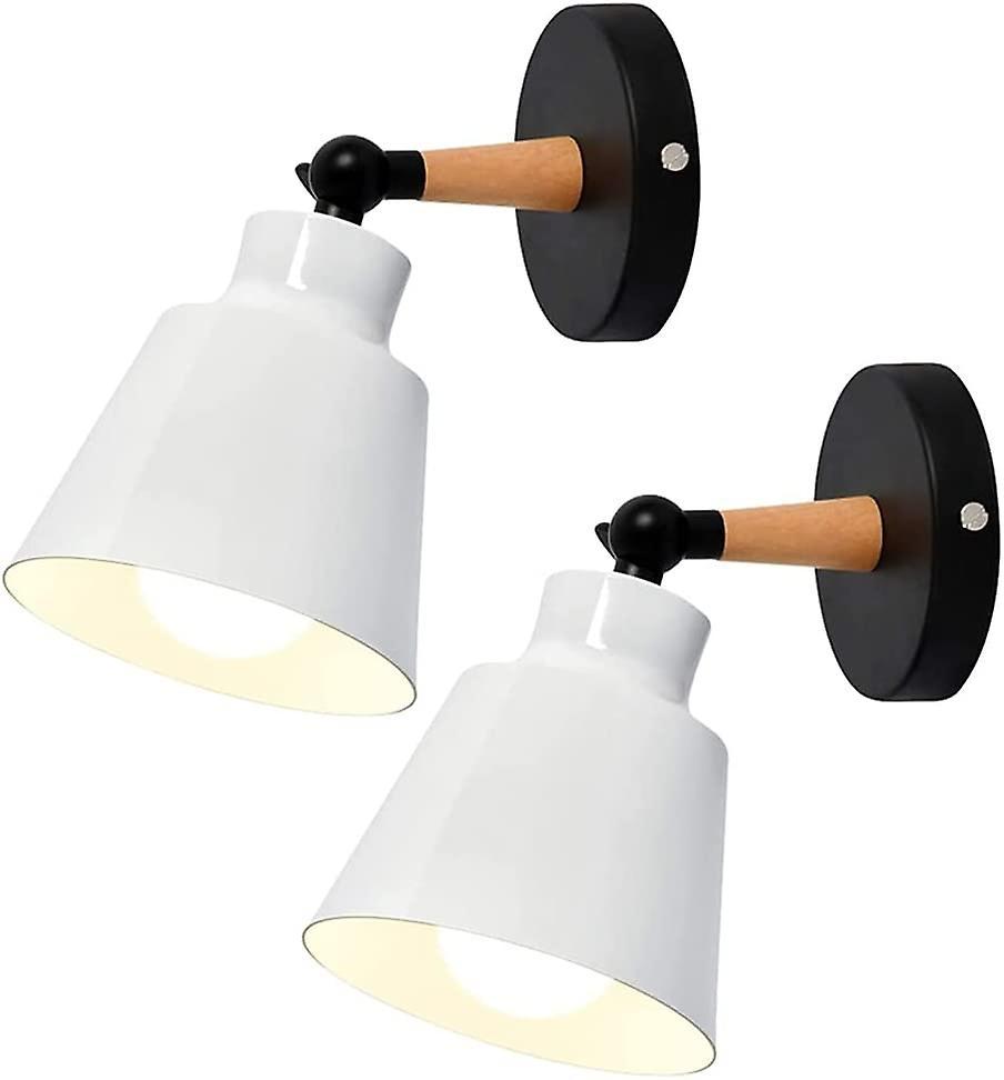 2 Packs Industrial Vintage Wall Sconces Ceiling Light Fixtures E27 Metal Adjustable Indoor (white)