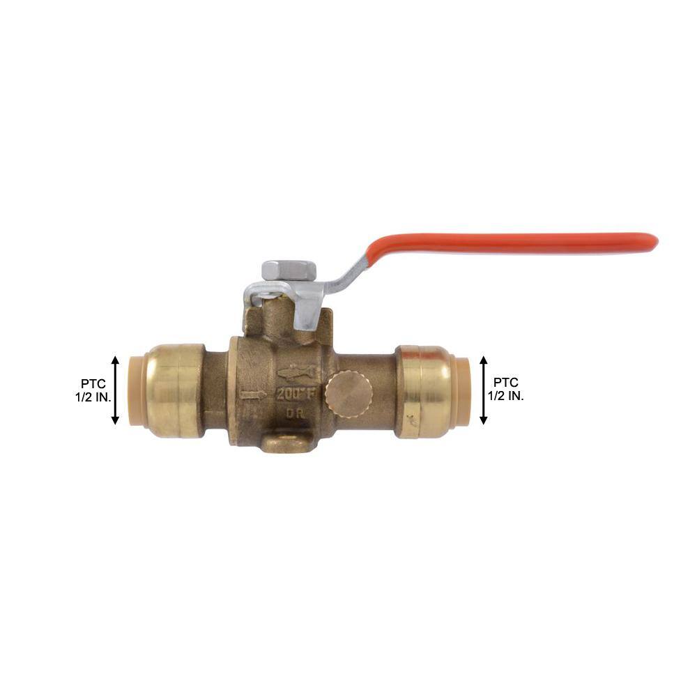 SharkBite 12 in. Push-to-Connect Brass Drop Ear Ball Valve with Drain 24615-0000LF