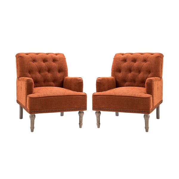 Geltrude Traditional Upholstered Accent Chair with Button Tufted Back Set of 2 by HULALA HOME