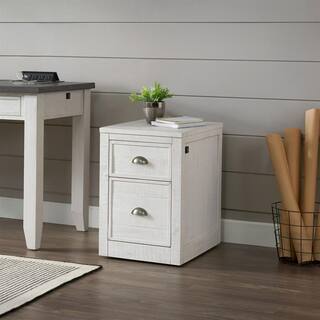 Martin Svensson Home Monterey White Stain File Cabinet with 2-Drawers and Fingerprint Lock 7908909