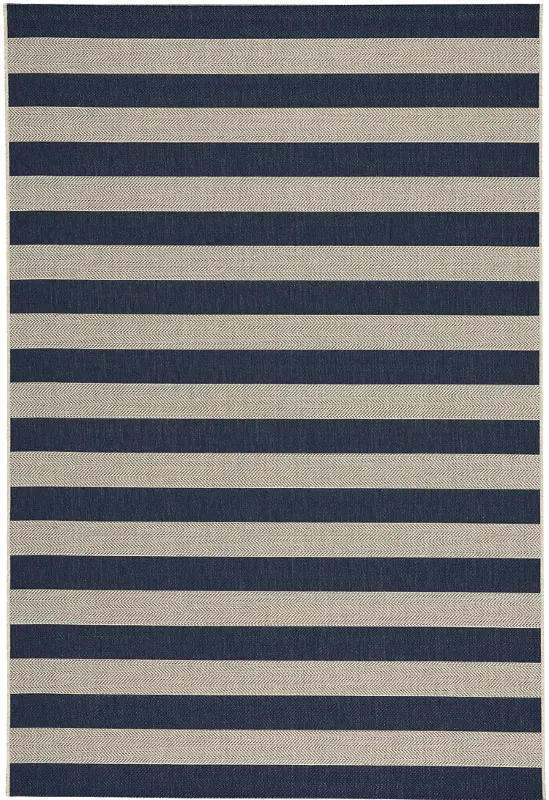 4 x 6 Small Striped Navy Indoor-Outdoor Rug - Finesse