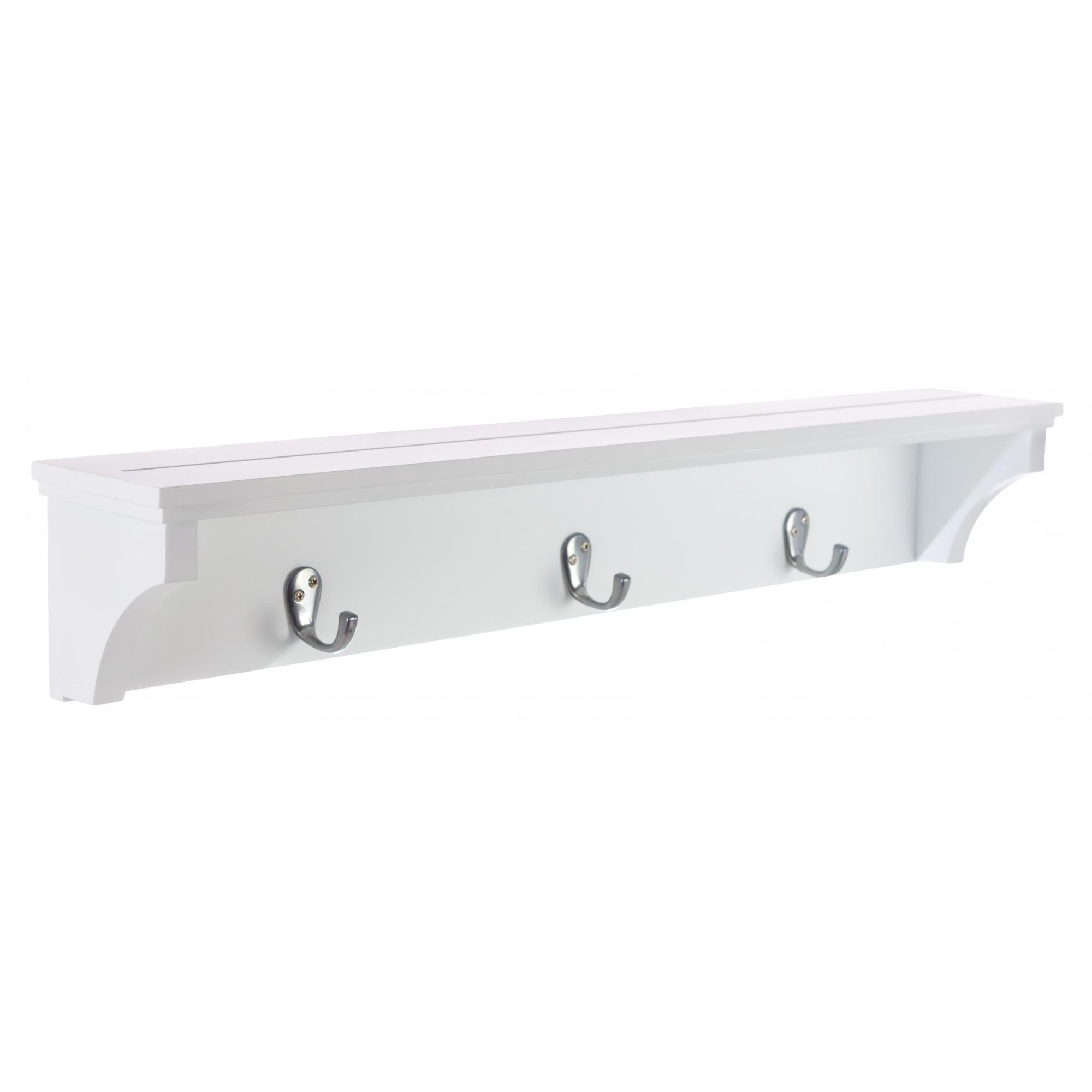 kieragrace KG Finley Wall Shelf with three Metal Hooks - White， 24