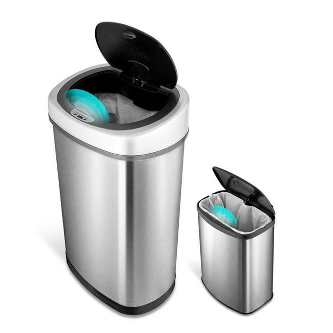 Ninestars CB-DZT-50-9-8-1 13.2 gal andamp; 2.1 gal Touch-Free Motion Sensor Trash Can