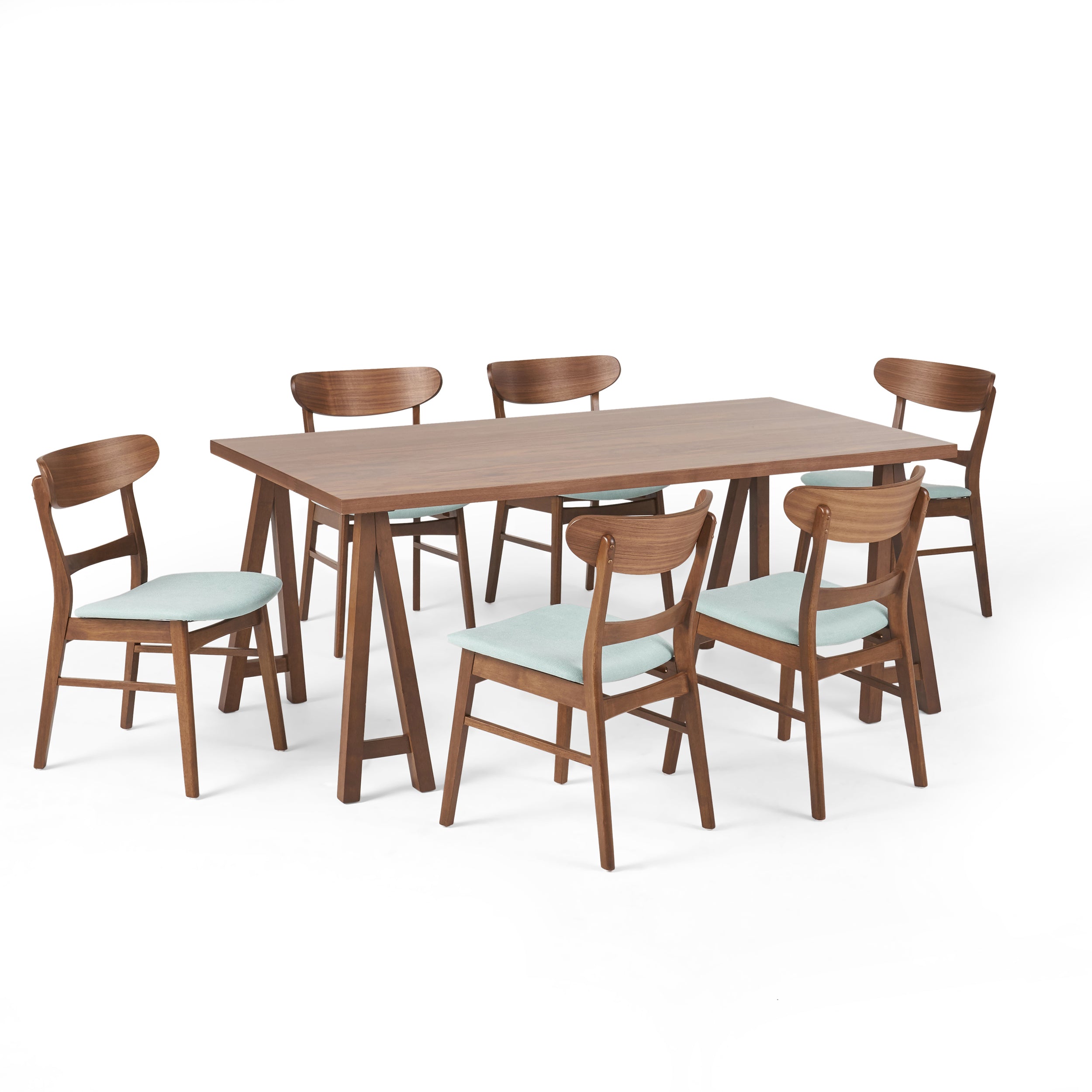 Randal Mid-Century Modern 7 Piece Dining Set