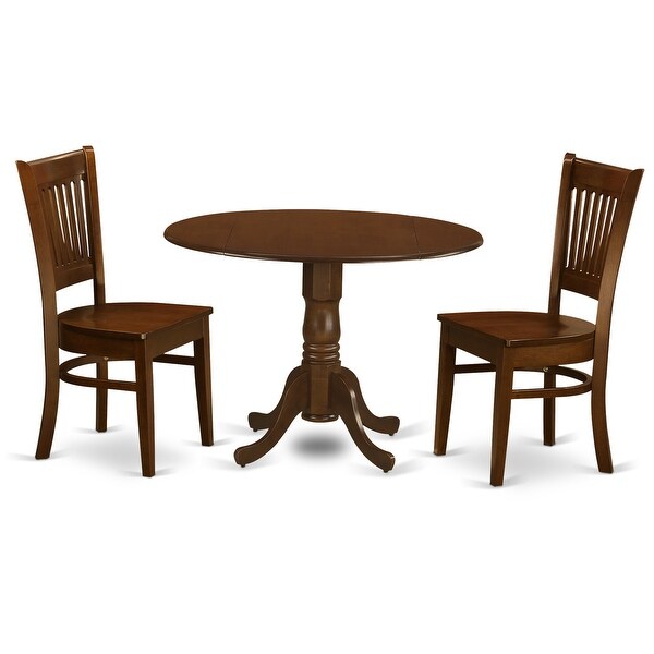 3-piece Dining Set - A Kitchen Table with 2 Drop-leaves and 2 Dining Room Chairs- Espresso Finish (Seat's Type Options)