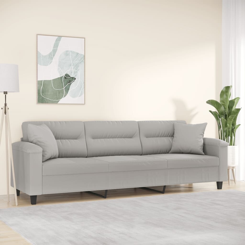 3-Seater Sofa with PillowsandCushions Light Gray 82.7