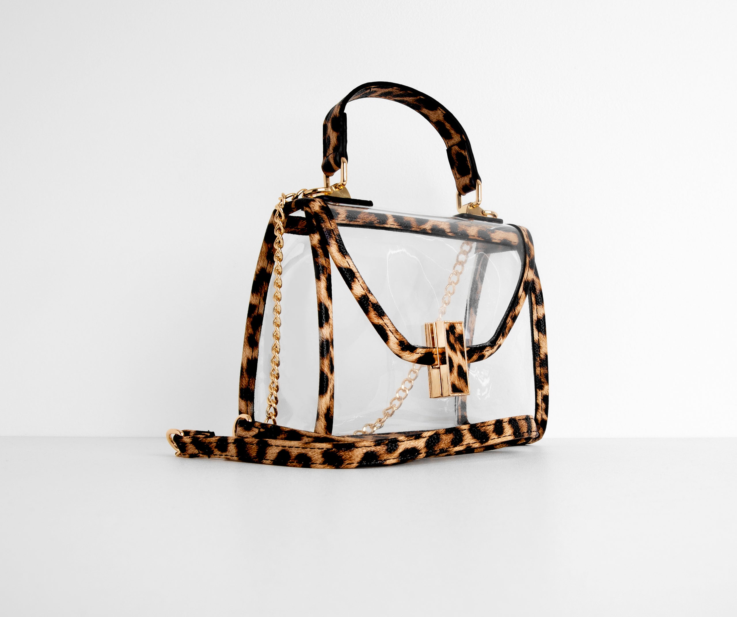 Leopard Trim Clear Mini Purse