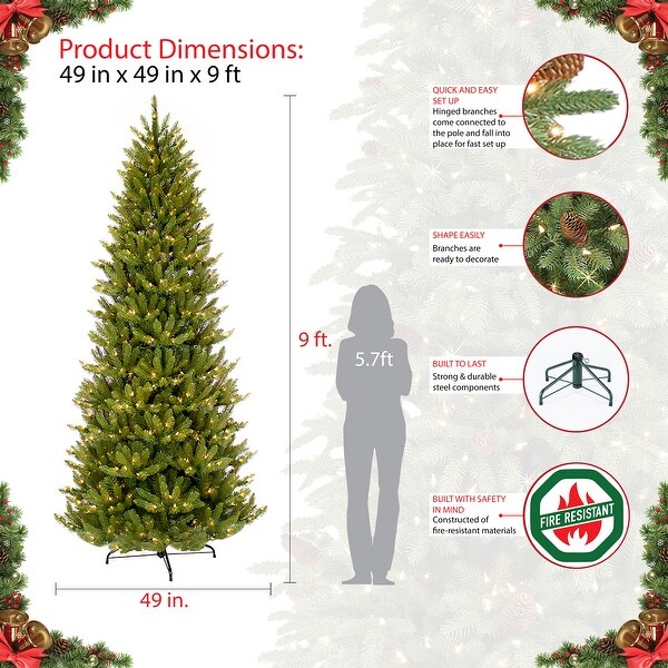 Puleo International 9 ft. Prelit Slim Fraser Fir Artificial Christmas Tree