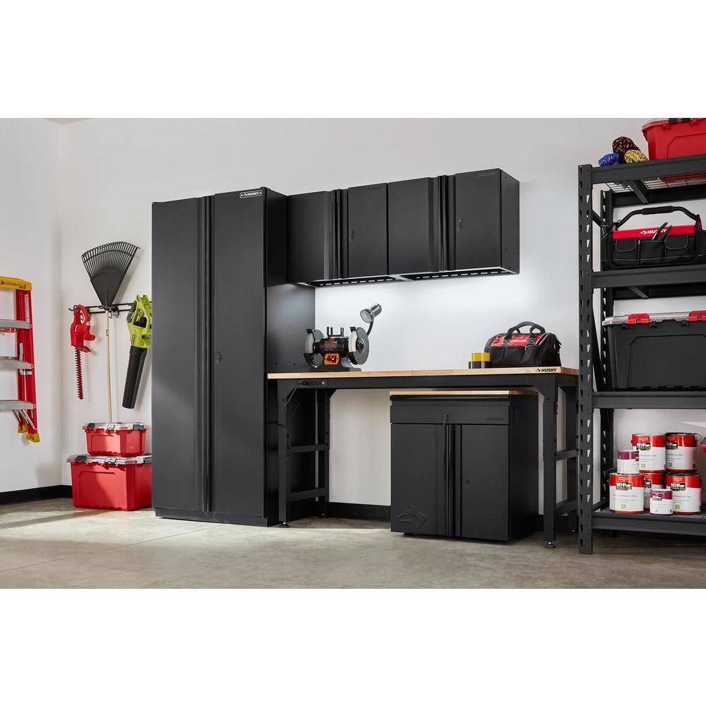 Husky 5-Piece Heavy Duty Welded Steel Garage Storage System in Black (108 in. W x 81 in. H x 24 in. D) HTC510122