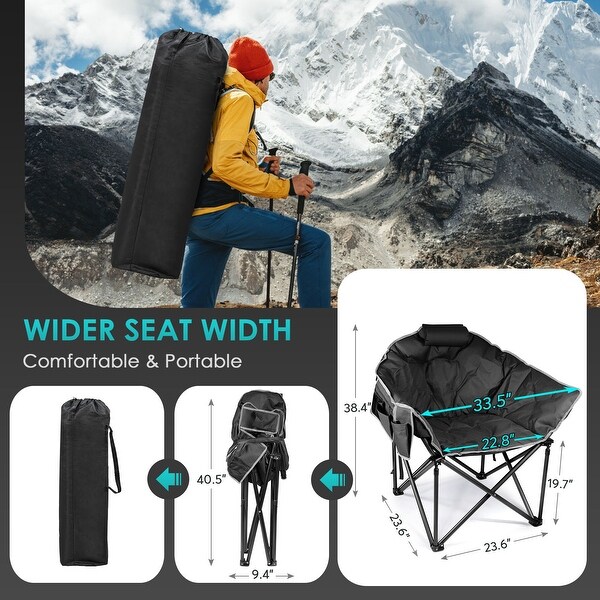 Oversized Heated Camping Chair with 20，000mAh Power Bank，10S Quick Heated Chair，3 Levels Adjustable Heated Camp Chairs