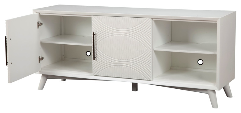 Alpine Furniture Tranquility Wood TV Console in White   Midcentury   Entertainment Centers And Tv Stands   by VirVentures  Houzz