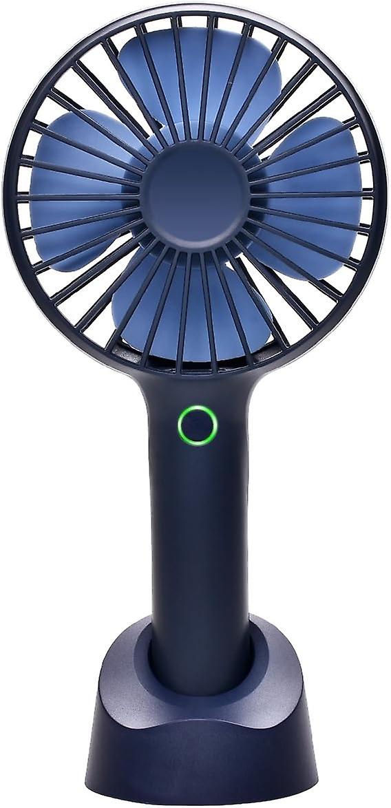 Mini Portable Usb Rechargeable Hand Held Handheld Fan With Base， 2500mah Battery， 4 Modes For Home， Office， Bedroom And Outdoor Travel (blue)