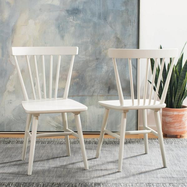 Horace Spindle Back Dining Chair  Set of 2  Off White   Midcentury   Dining Chairs   by Rustic Home Furniture Deco  Houzz