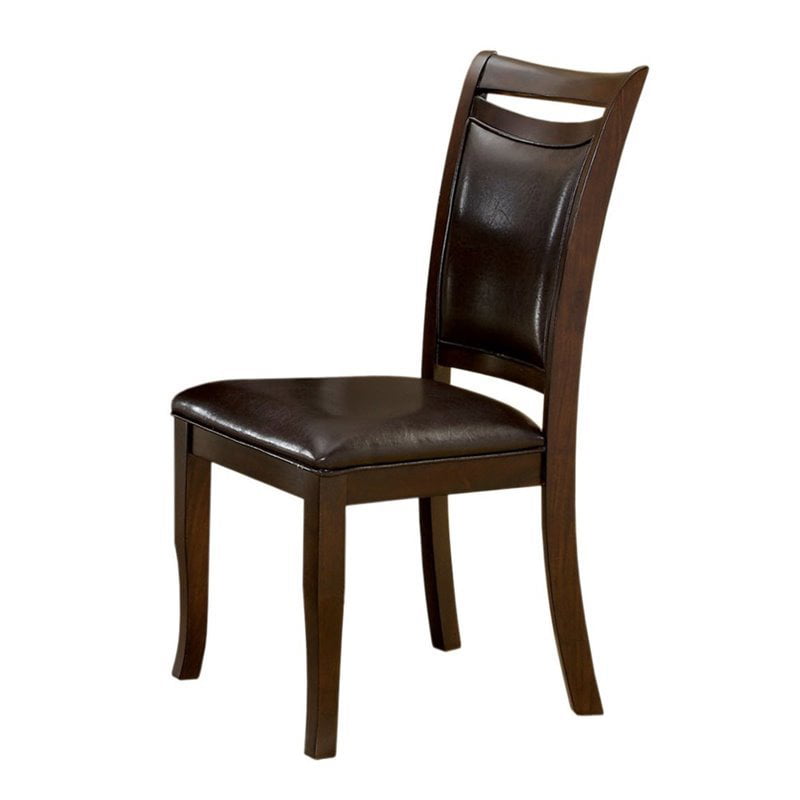 Furniture of America Arriane Faux Leather Dining Chair in Espresso (Set of 2)