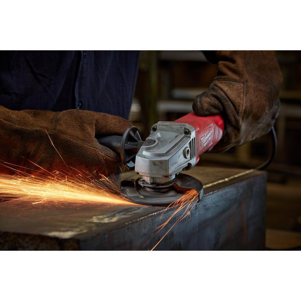 MW 11 Amp Corded 4-12 in. Small Angle Grinder with No-Lock Paddle 6142-31